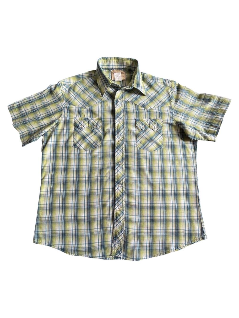 Vintage Wrangler Pearl Snap Plaid Western Shirt XL CLEAN!